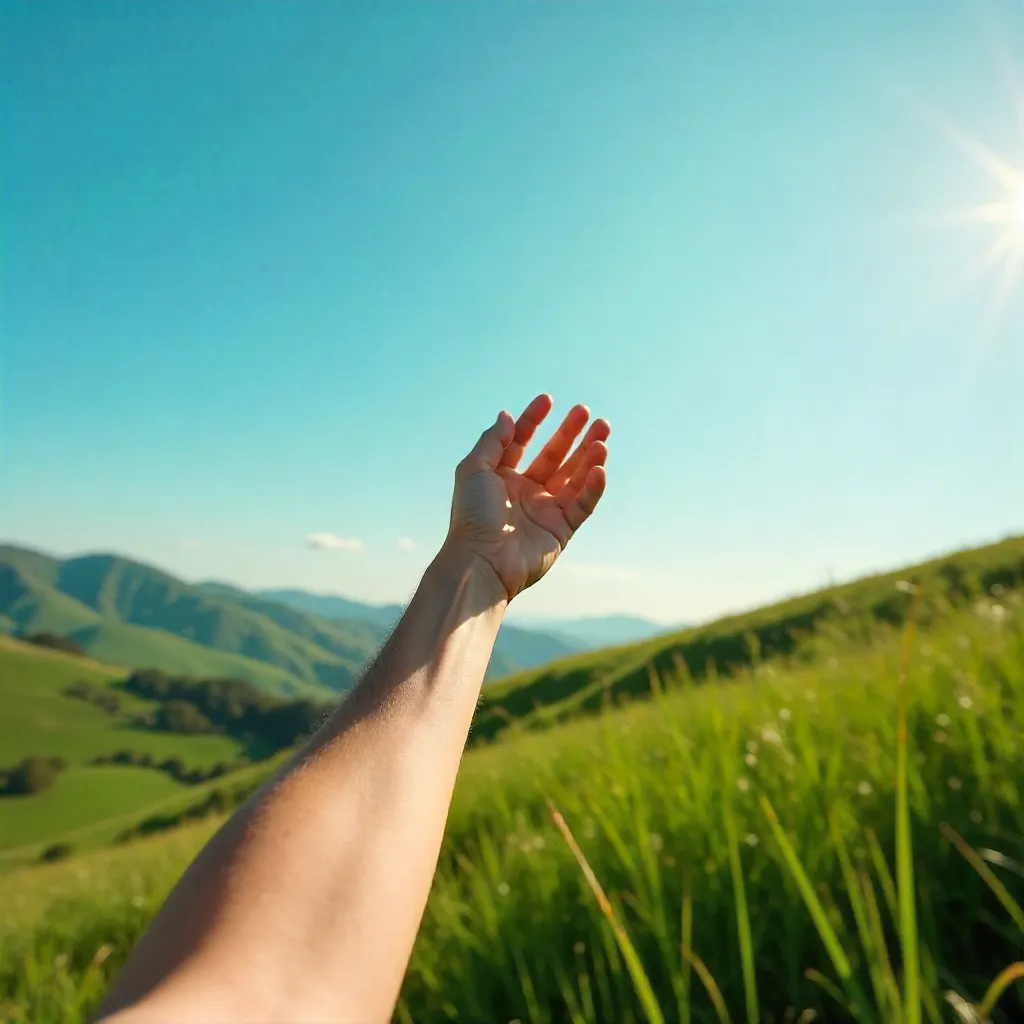 A Hand Reaching Toward Freedom Under Open Sky