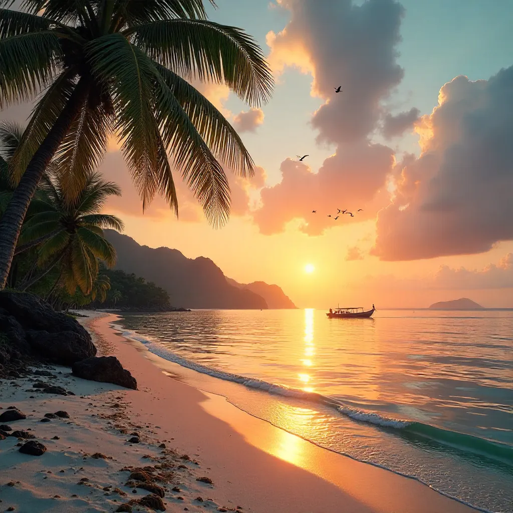 Tranquil Tropical Sunset Over Trat, Thailand