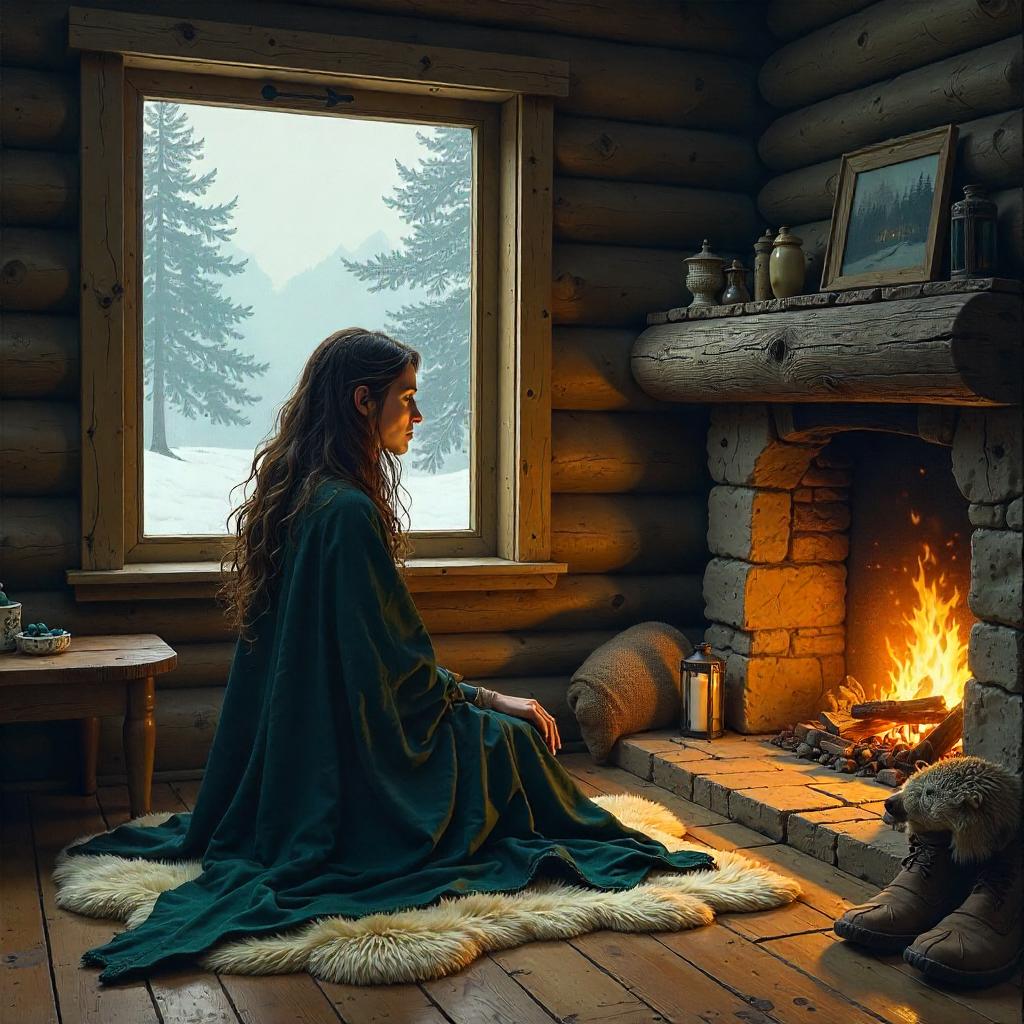 Selkie in a Log Cabin: an Oil Painting Moment
