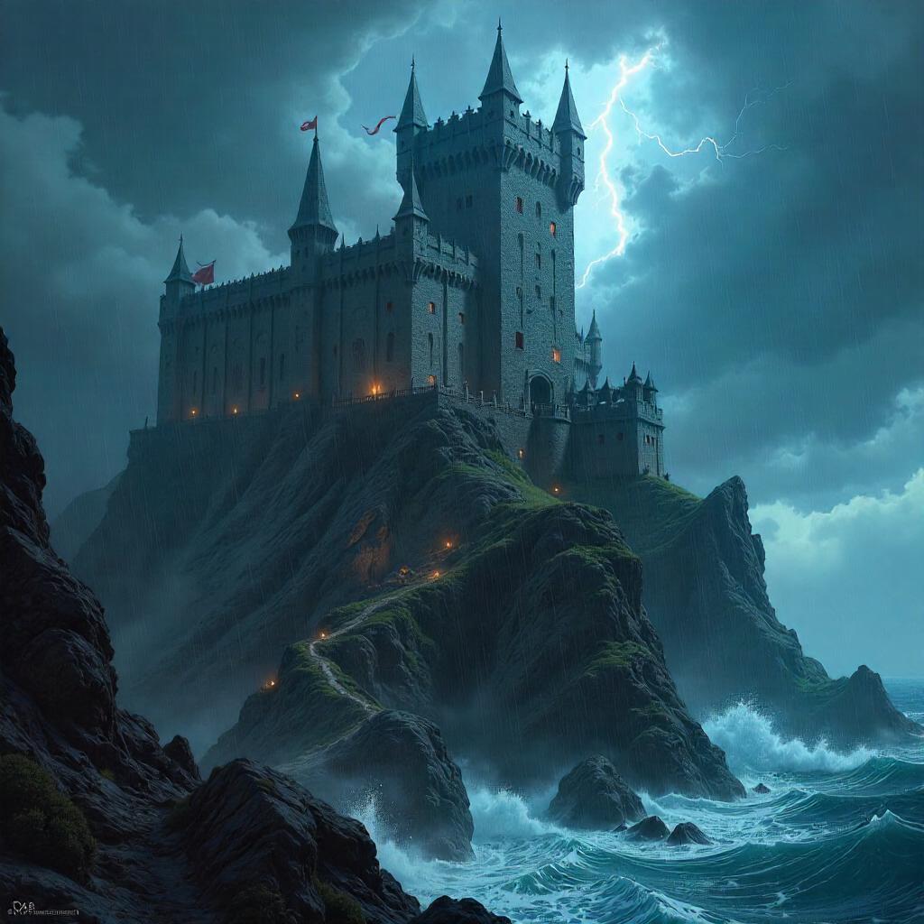 Storm Over the Medieval Castle: Concept Art Scene