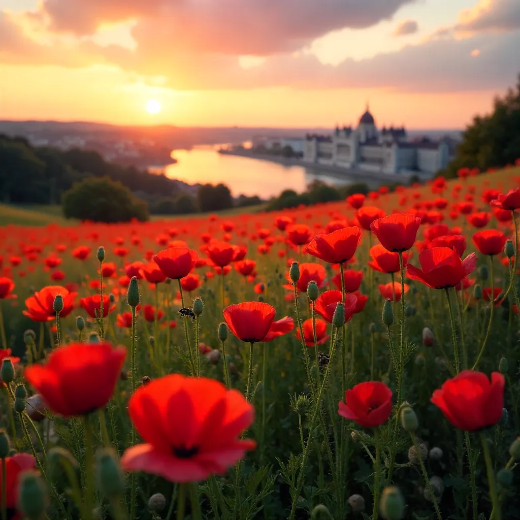 Poppies at Sunset over Budapest Field