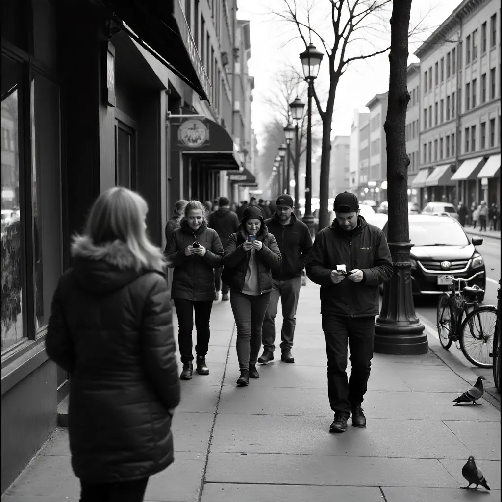 Monochrome Street Moments with Phones