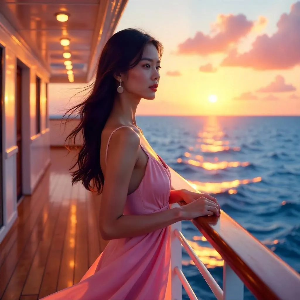Golden Hour Portrait on a Cruise Deck