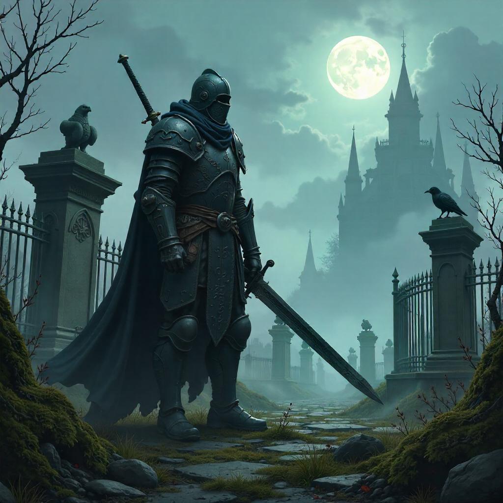 Graveyard Sentinel: A Warrior in Mist