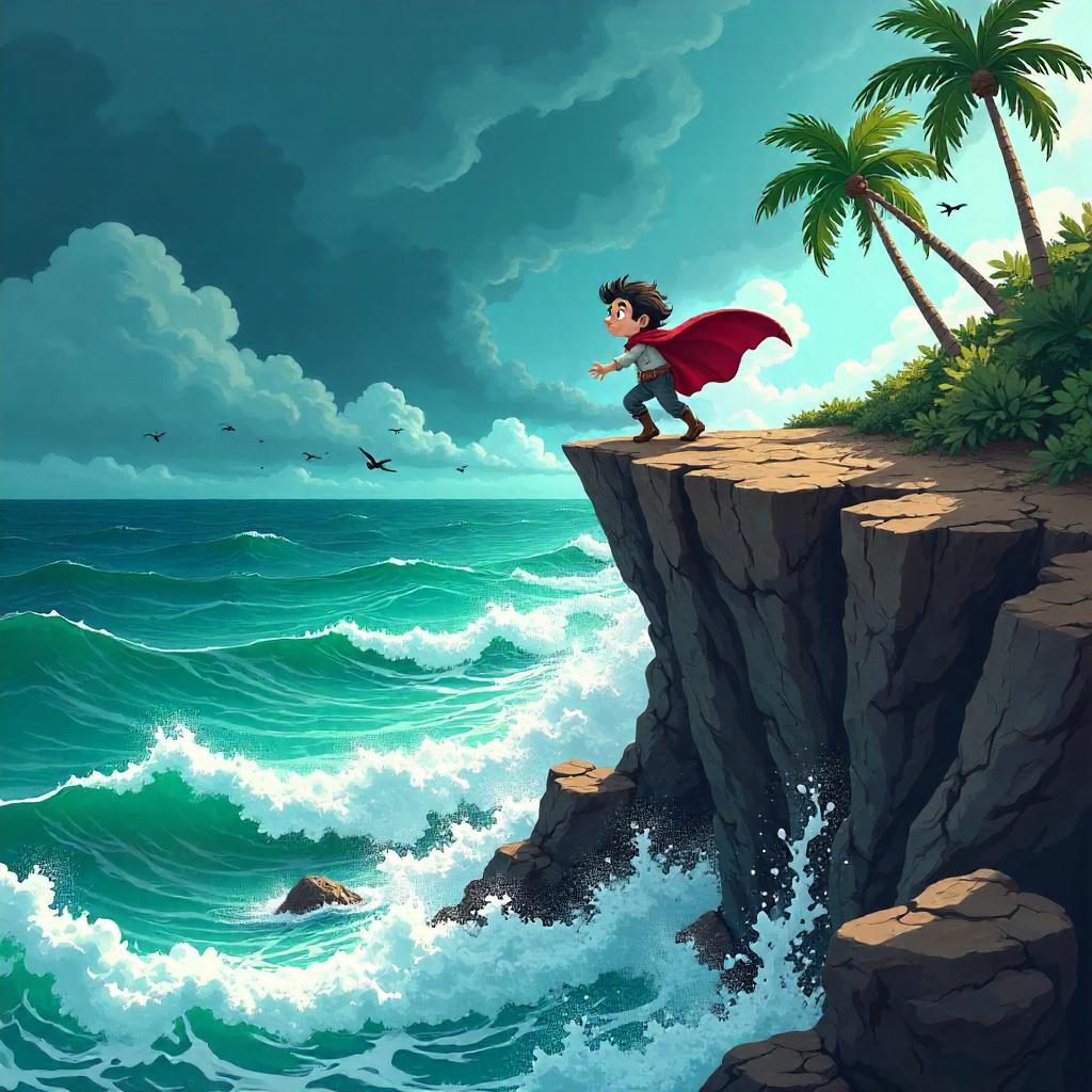 Hurricane at the Cliff: Cartoon Storm on the Edge