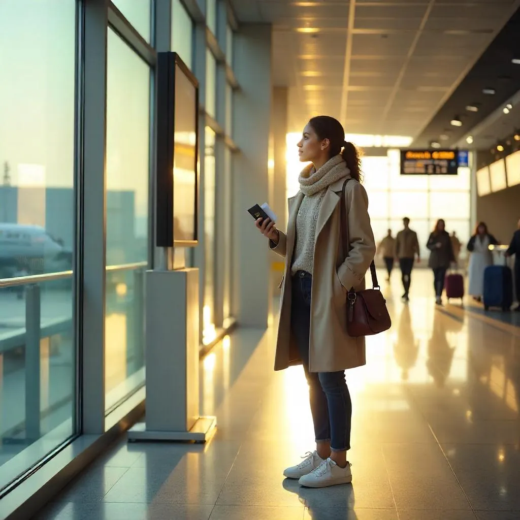 Photorealistic Young Middle Eastern Woman at an Airport Terminal