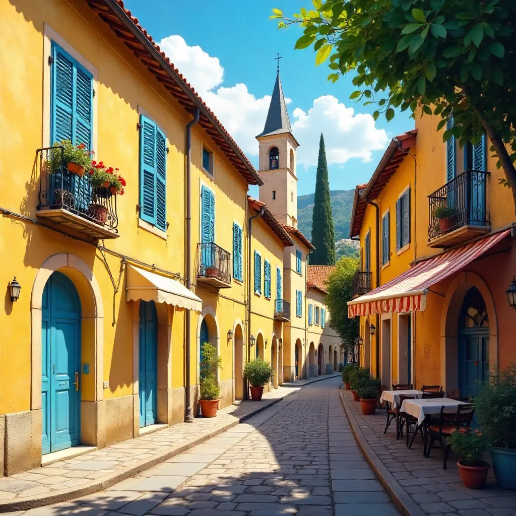 Sunlit Provencal Facades: Yellow and Orange