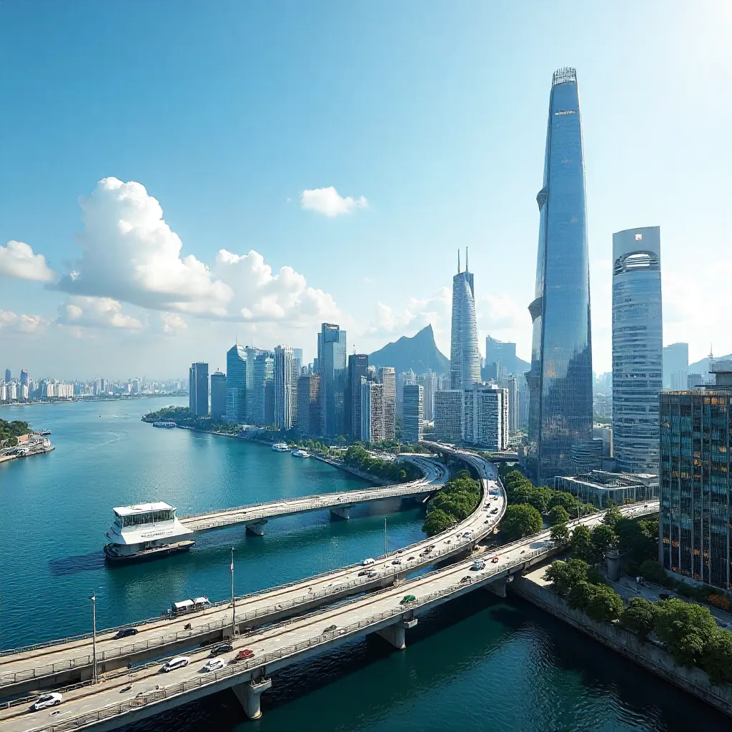 Azure Skyline: Modern City at Noon