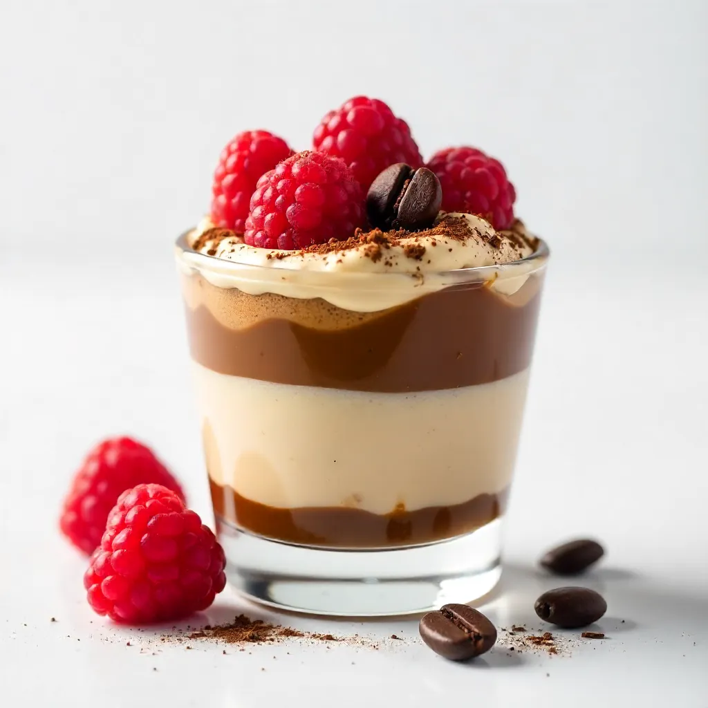 Raspberry Coffee Dessert on a White Backdrop