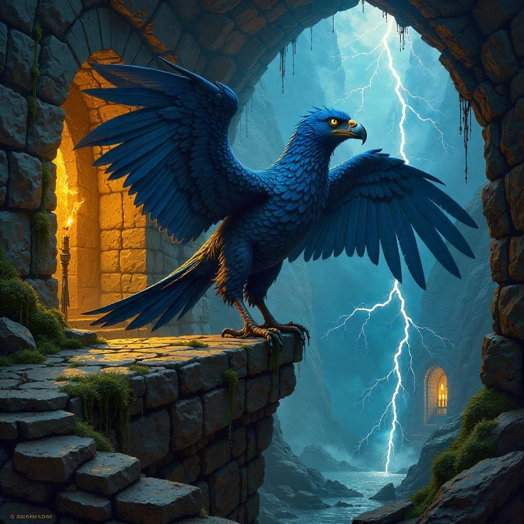 Thunderbird in the Dungeon: An Oil Painting