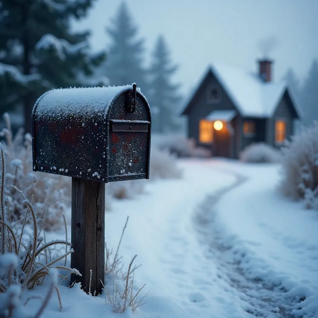Frost-Kissed Mailbox in a Quiet Winter Morning