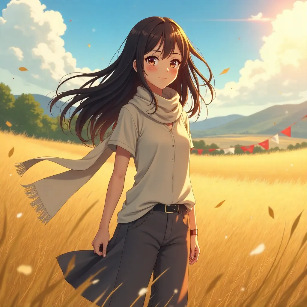 Wind-Borne Anime Portrait in a Photo