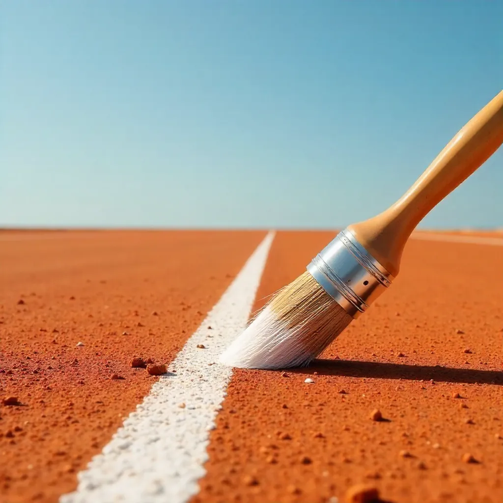 Minimalist Clay Court with Fresh White Lines