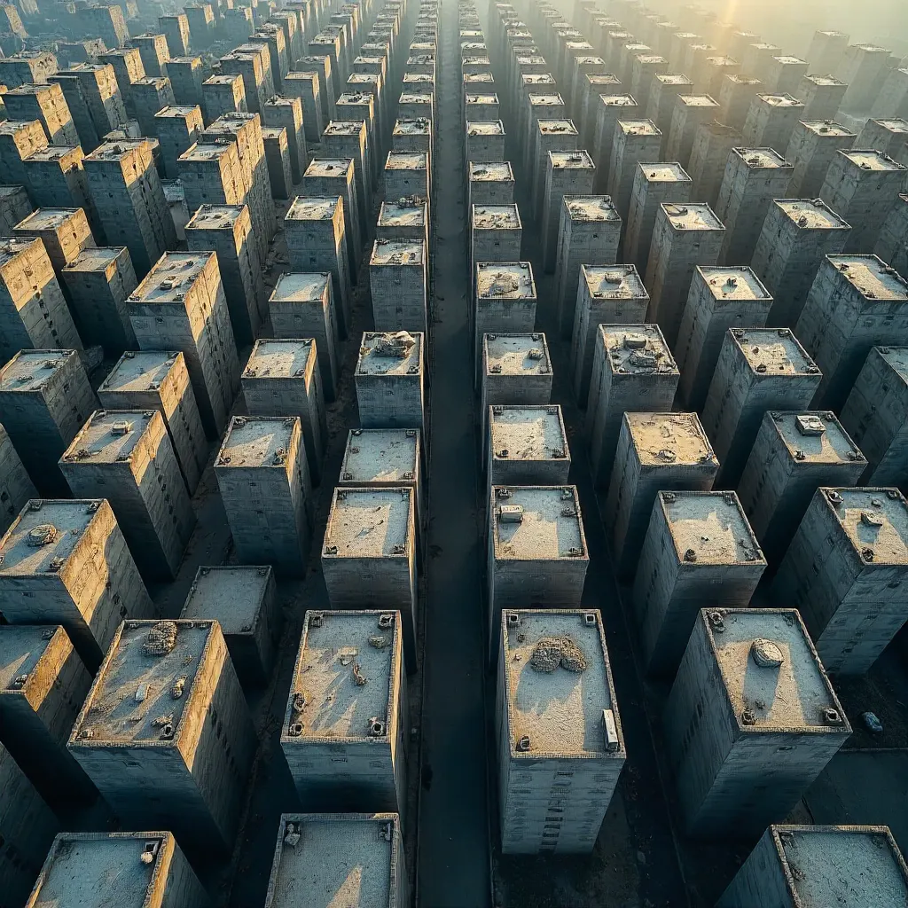 Aerial Grid of Concrete Blocks in Dhaka