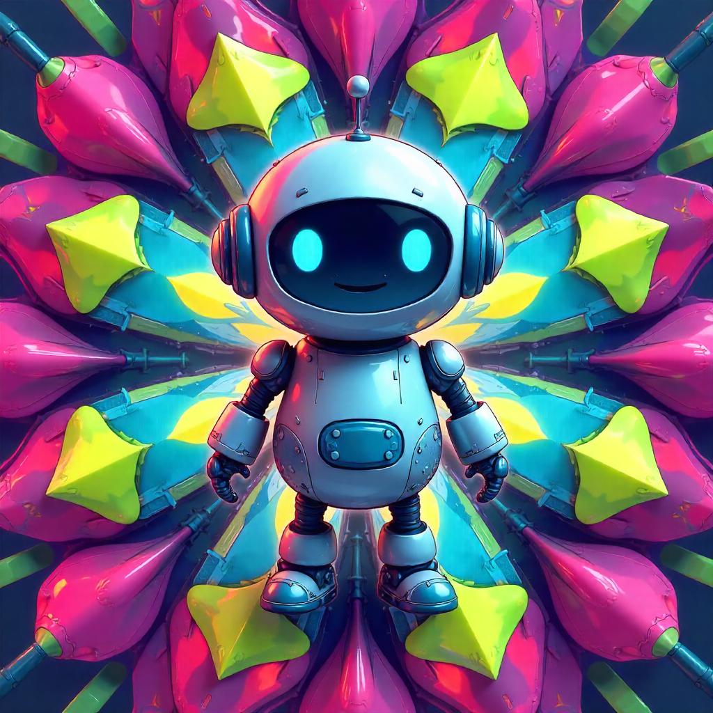 Kaleidoscopic Cartoon Android in Prism Symmetry