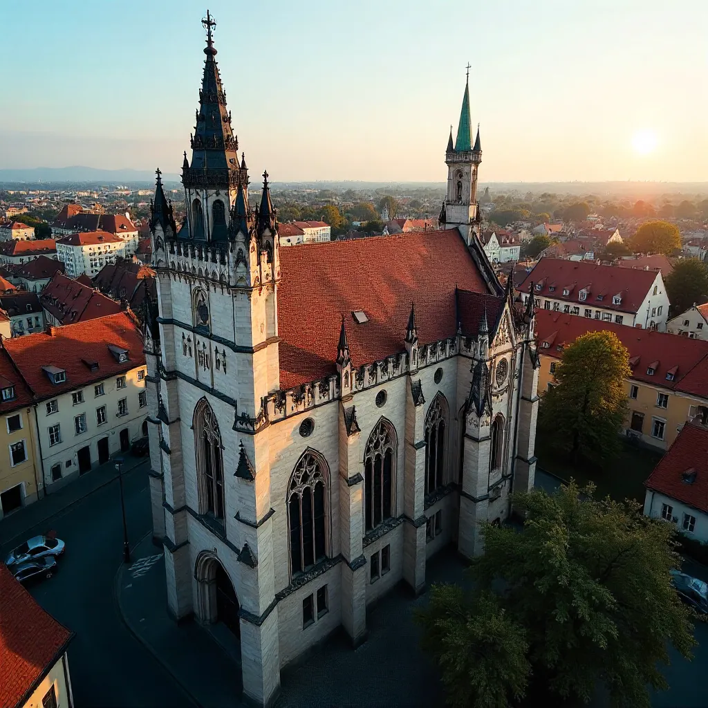 Aerial Gothic: Munich's Historic Building in Afternoon Light
