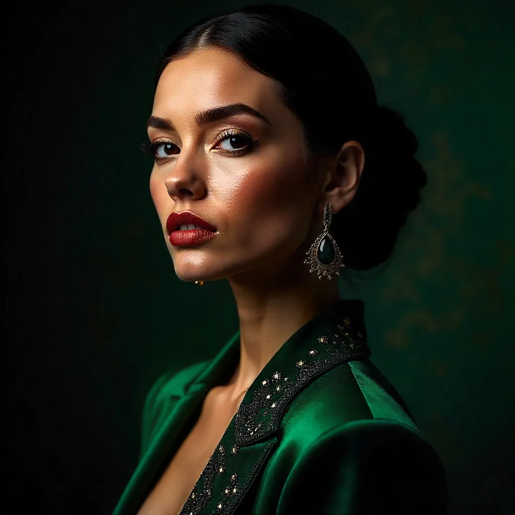 Striking Luxury Fashion Portrait with Dramatic Lighting