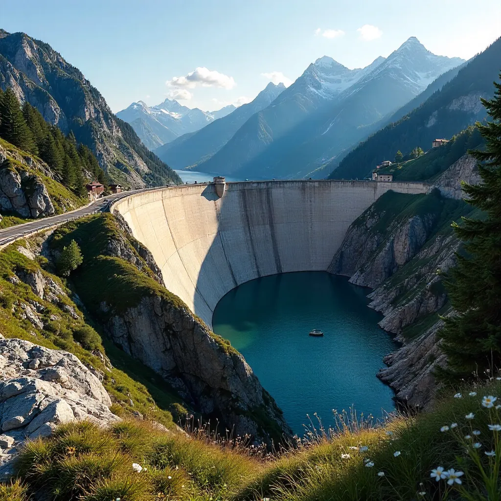 Dam in the Piedmont Alps: A Scenic Alpine Reservoir
