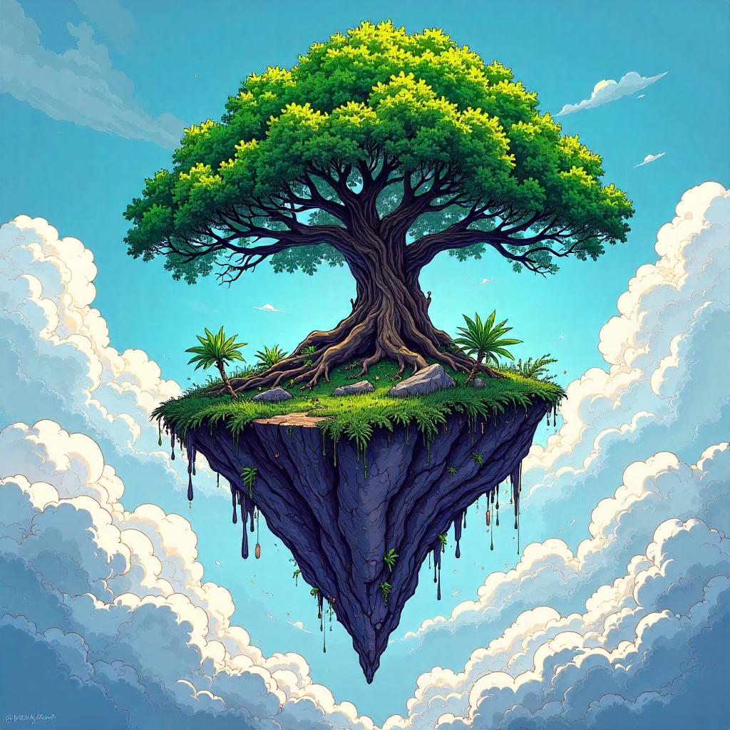 Floating Forest in a Comic Cloudscape