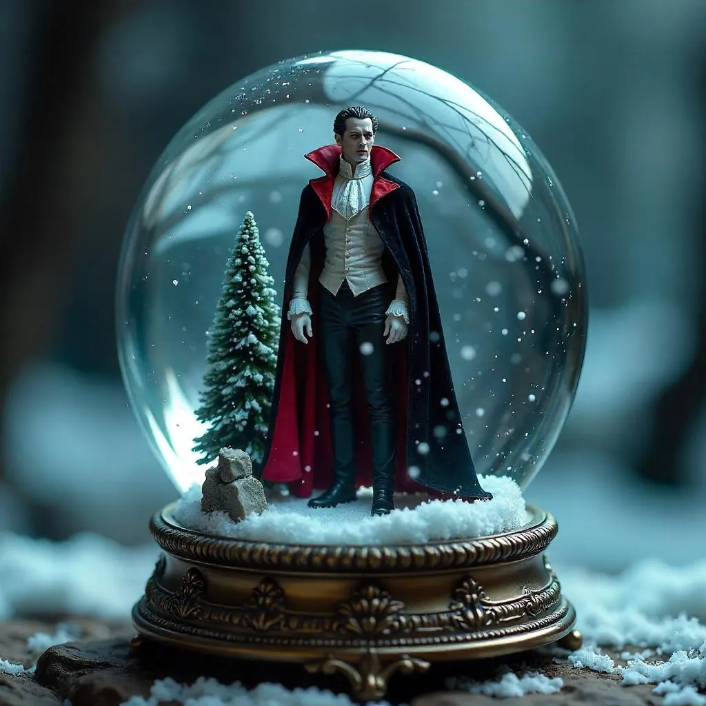 Photoreal Vampire Inside a Snow Globe
