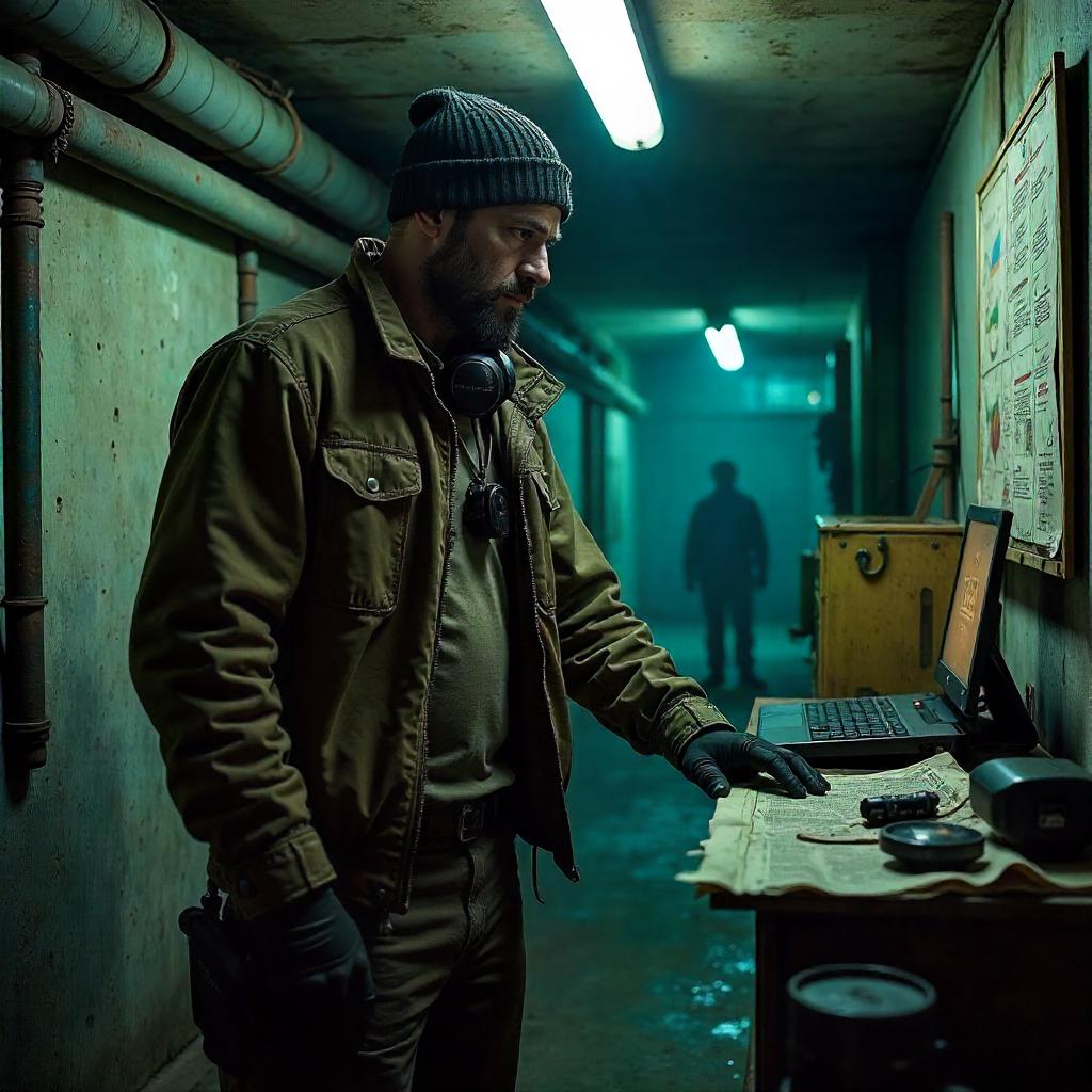 Rogue Operative in a Dim Bunker: A Photorealistic Scene