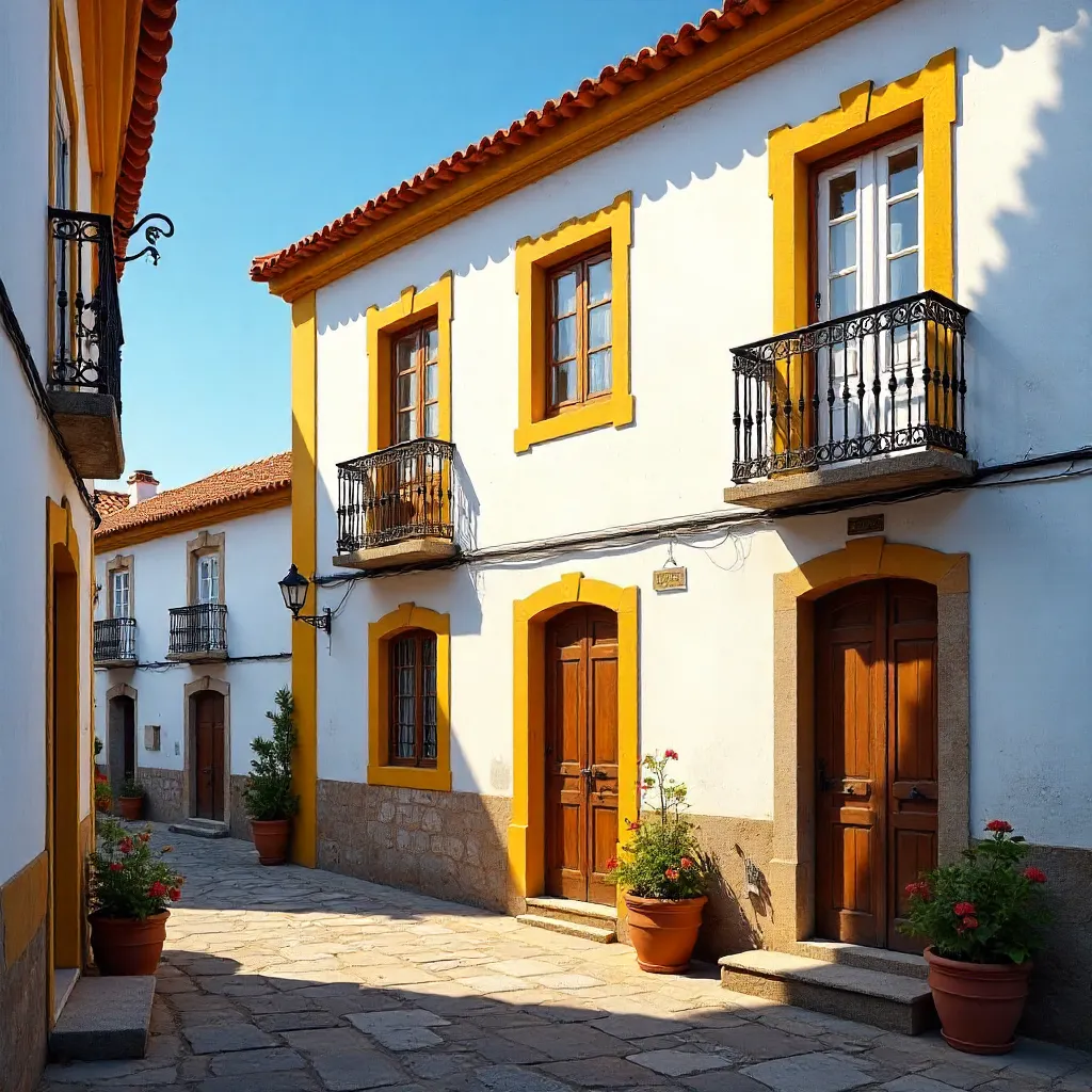 Yellow-Accented Rustic House in Alter do Chão