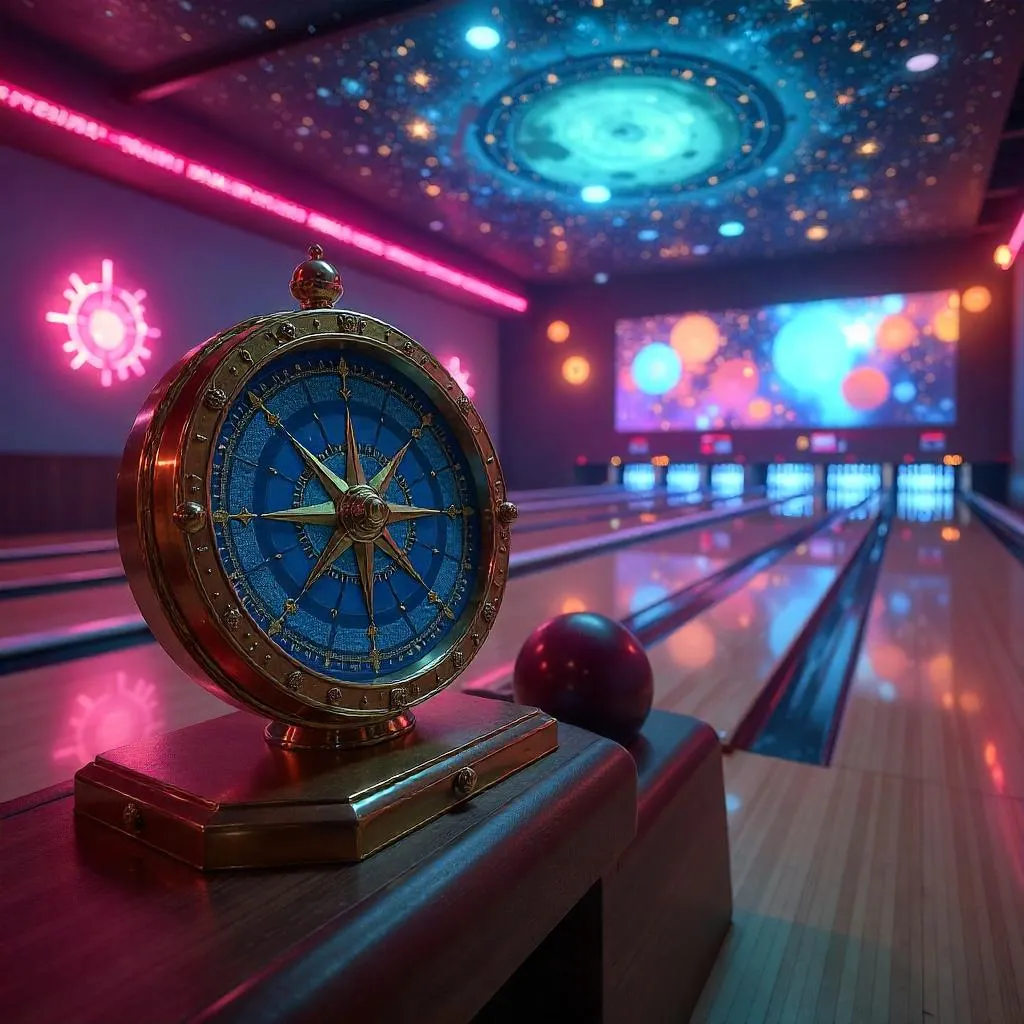 Celestial Compass in a Neon Bowling Alley