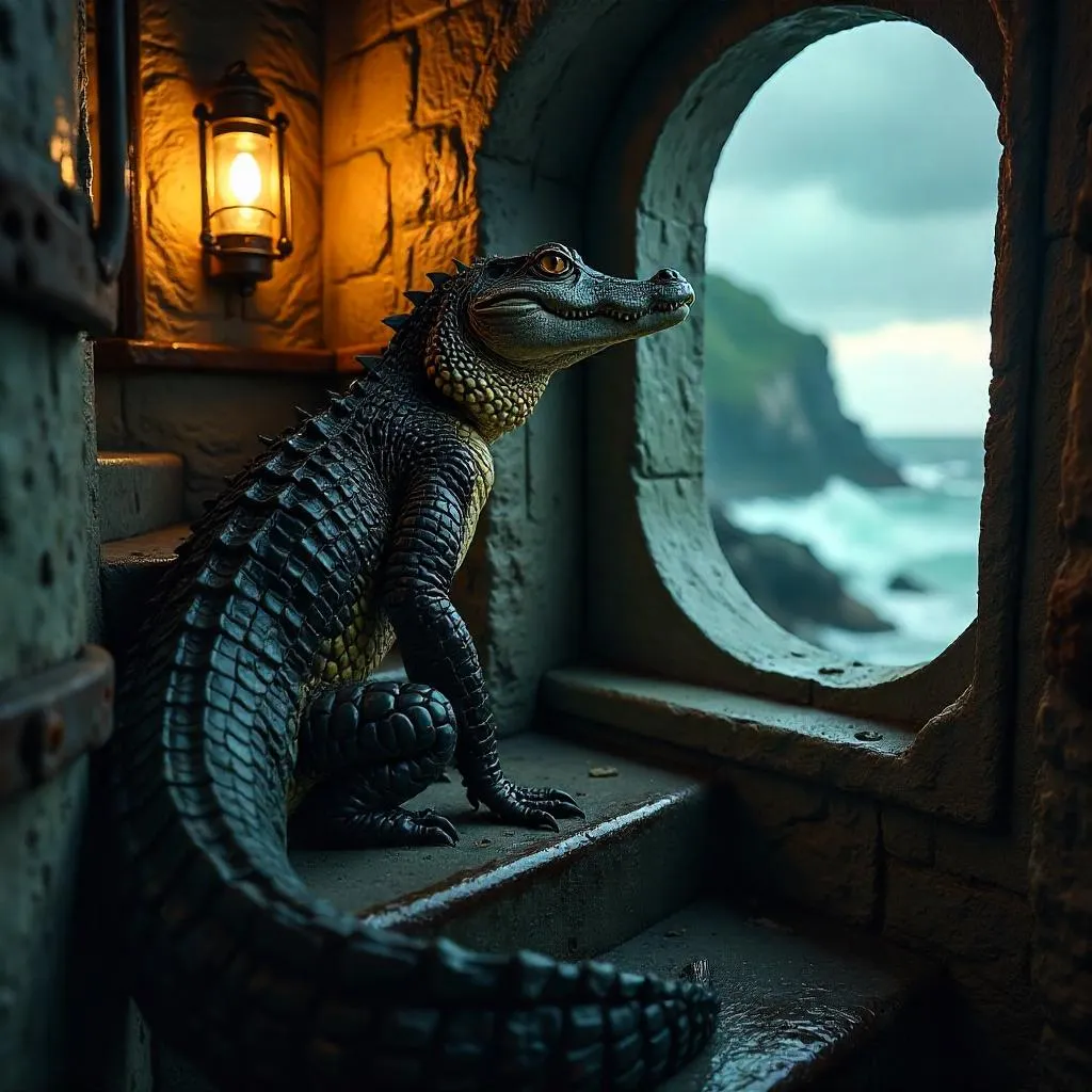 Crocodile in a Lighthouse: A Photoreal Encounter