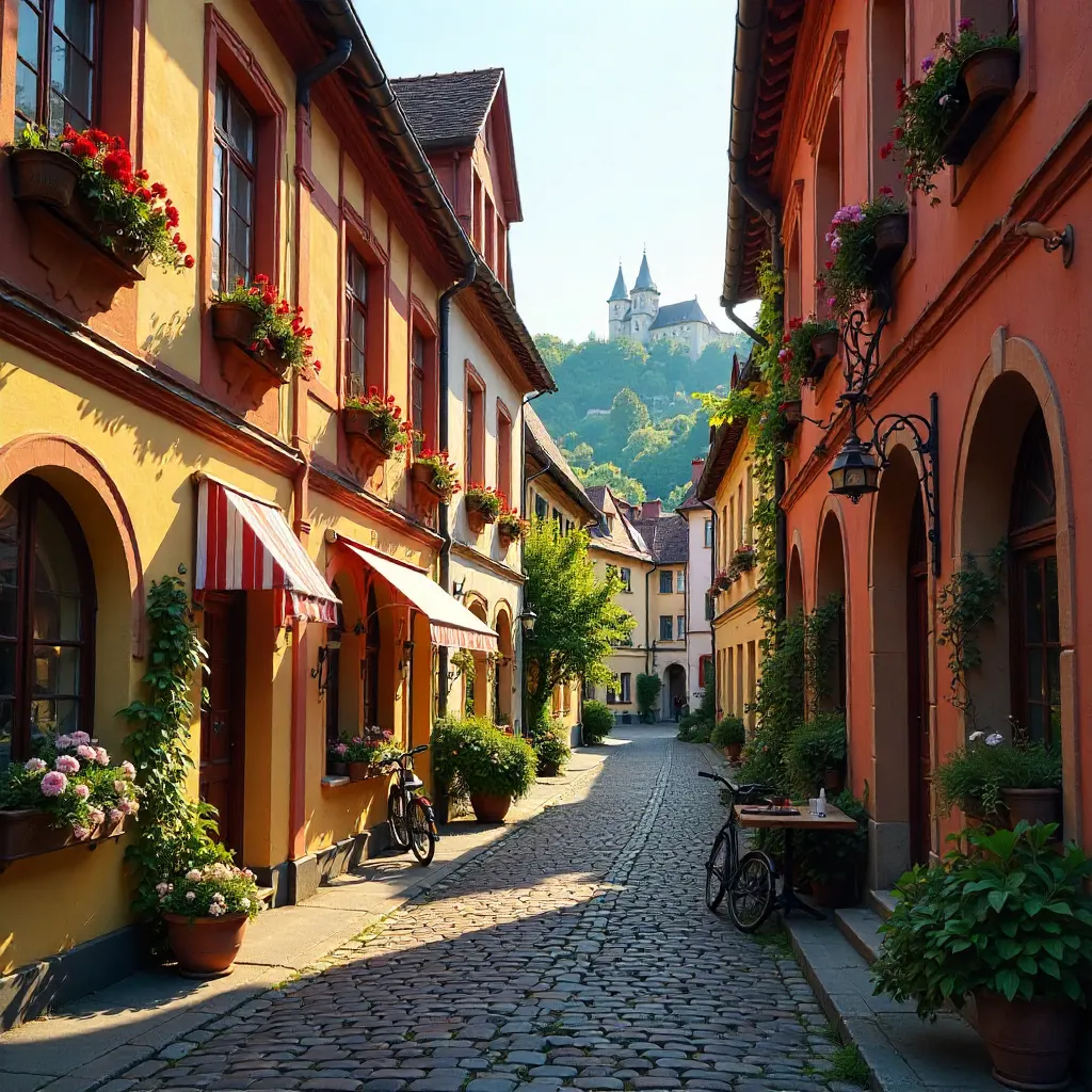 Colorful Heidelberg Alleyway at Golden Hour