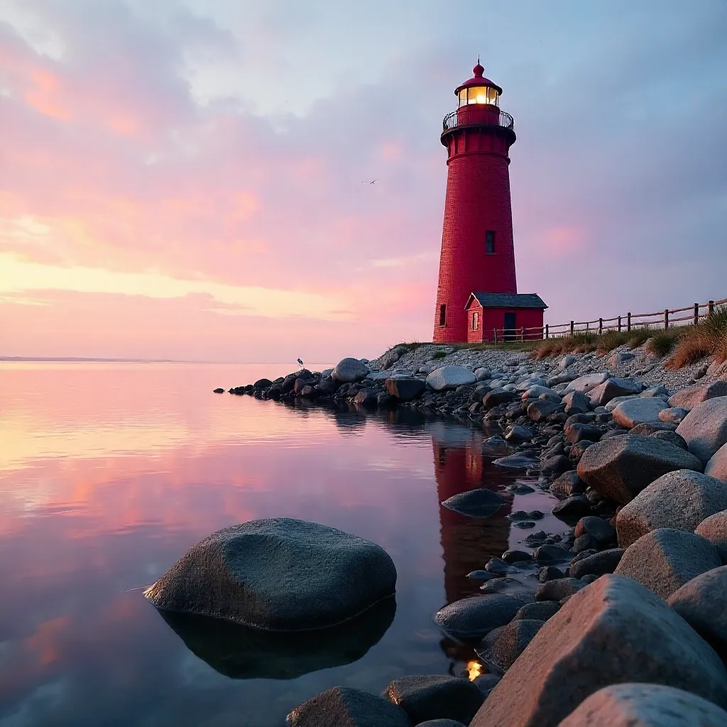 Sunset Reflections at Big Red Lighthouse, Holland