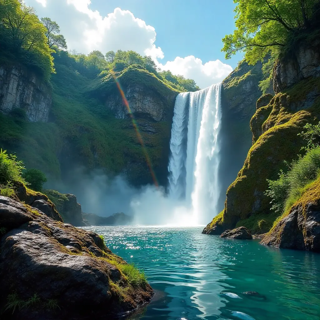 Stunning Waterfall Between Rugged Cliffs