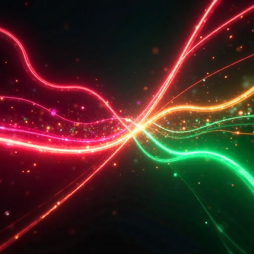 Vibrant Red-Green Light Trail Kinetic Abstraction