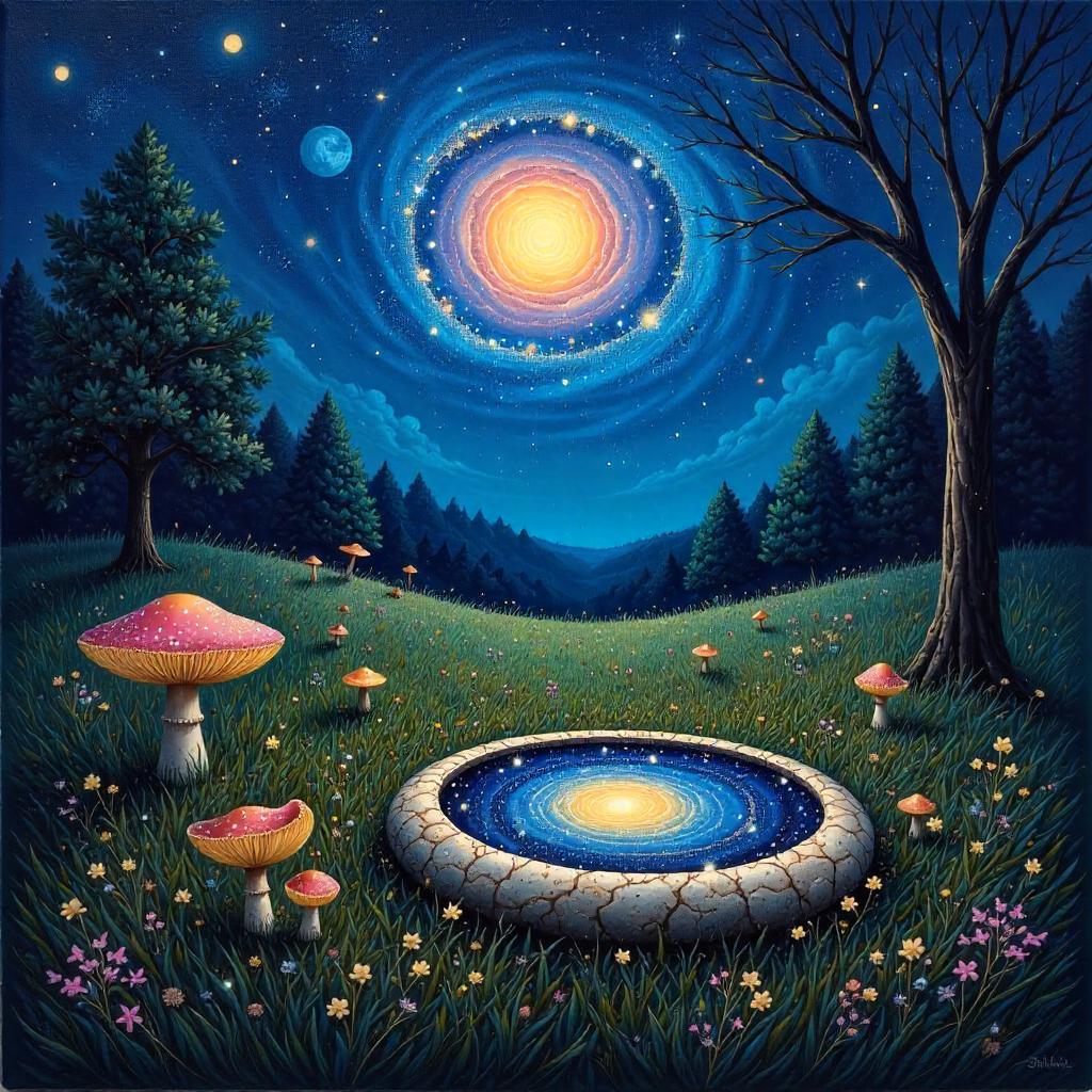 Galaxy in a Fairy Ring: An Oil Painting Dream