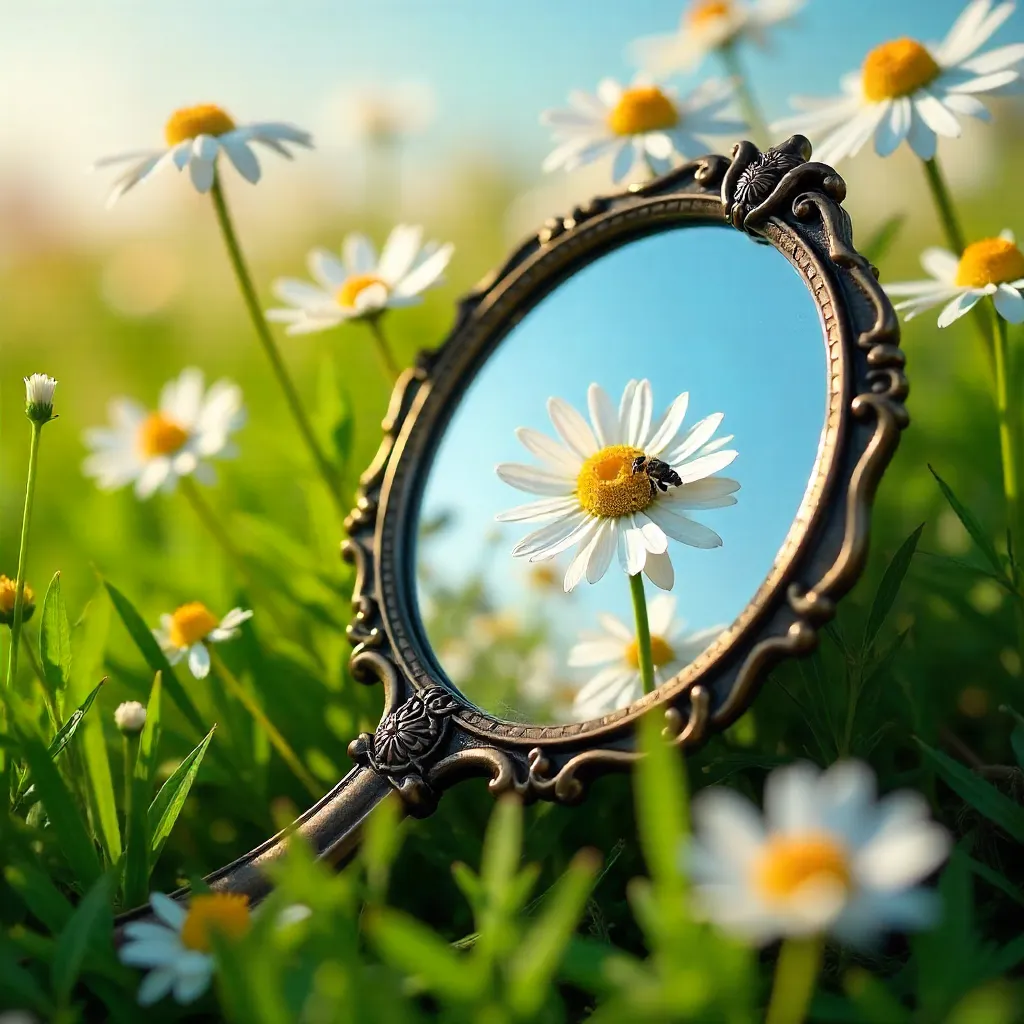 Mirror in a Daisy Field: Reflections of Nature