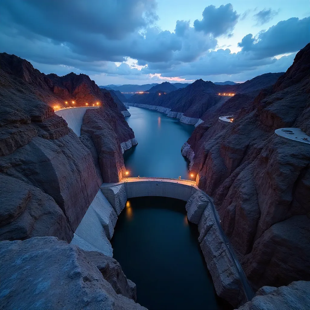 Blue Hour Majesty: Hoover Dam and Lake Mead