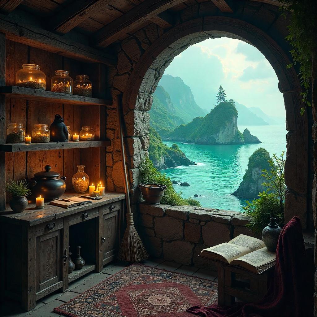 Photorealistic Archipelago Through a Witch Hut Window