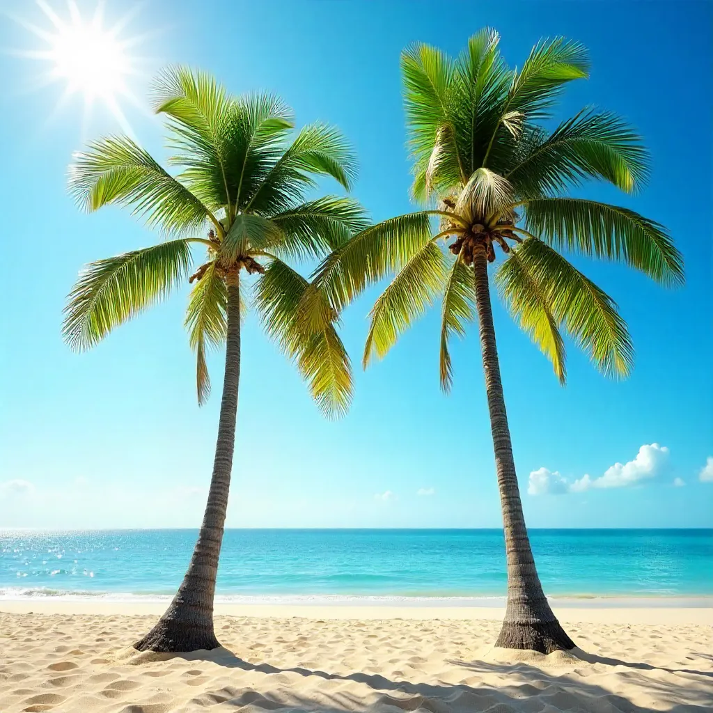 Two Palm Trees Under a Calm Blue Sky