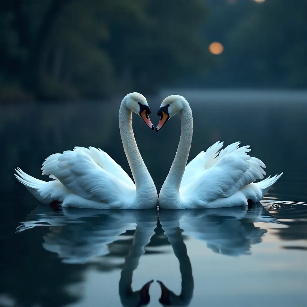 Two Swans on Quiet Dark Water