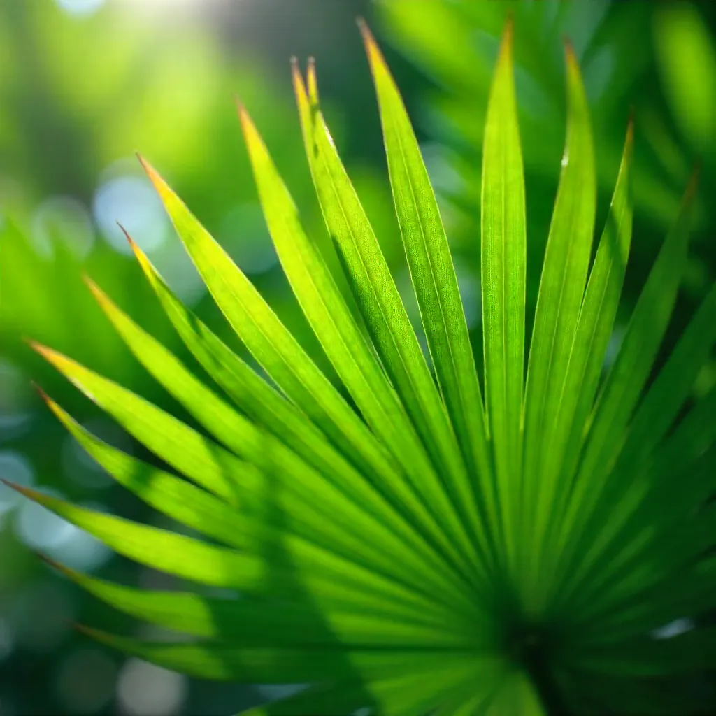 Bright Green Palm Leaf in Natural Sunlight