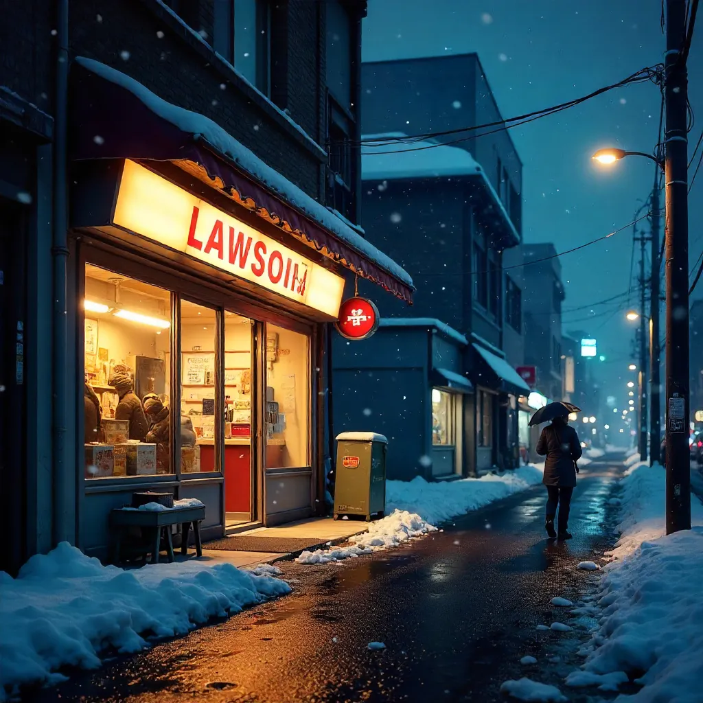 Snowy Night at Eiheiji Lawson Store