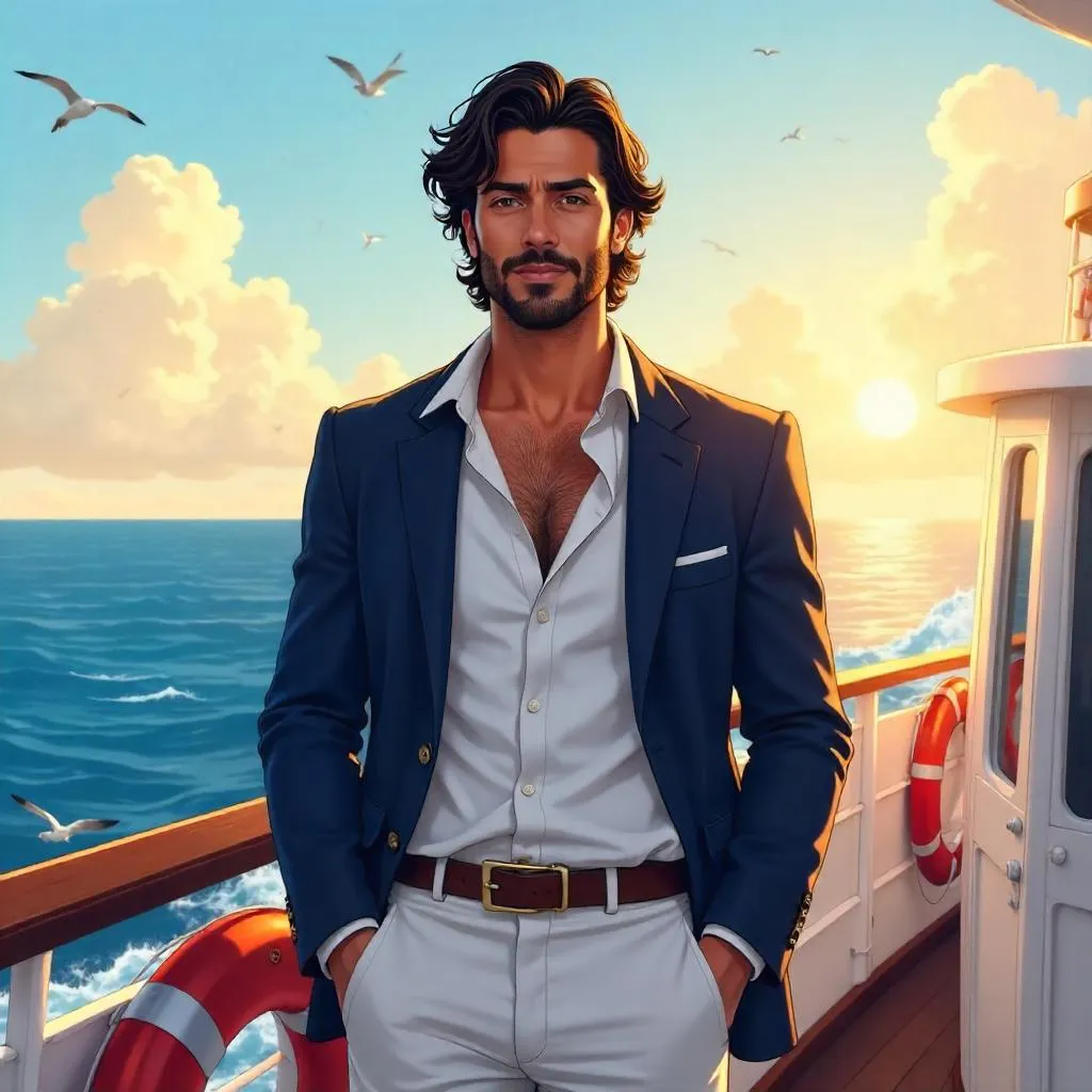 Handsome Middle Eastern Man on a Cruise Ship - Anime Style