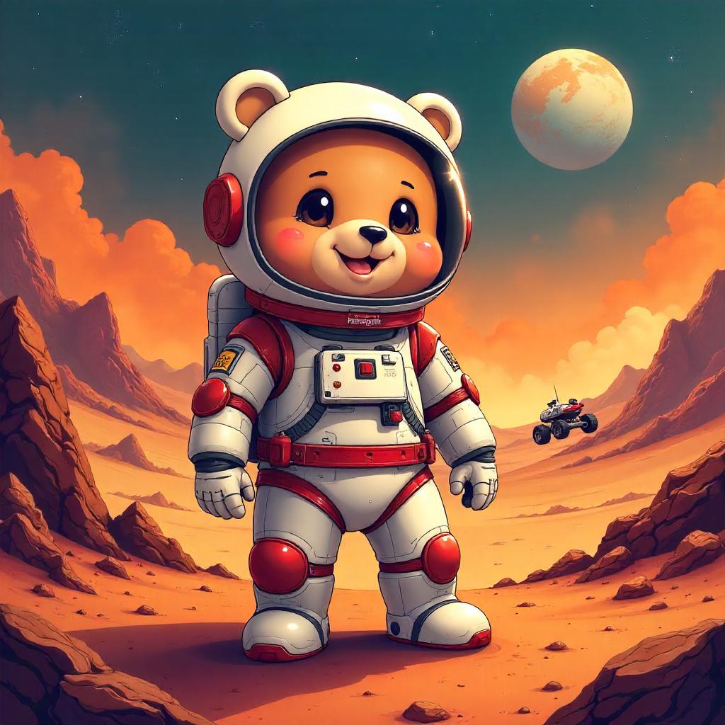 Mars Adventure: Anime Bear on the Red Planet