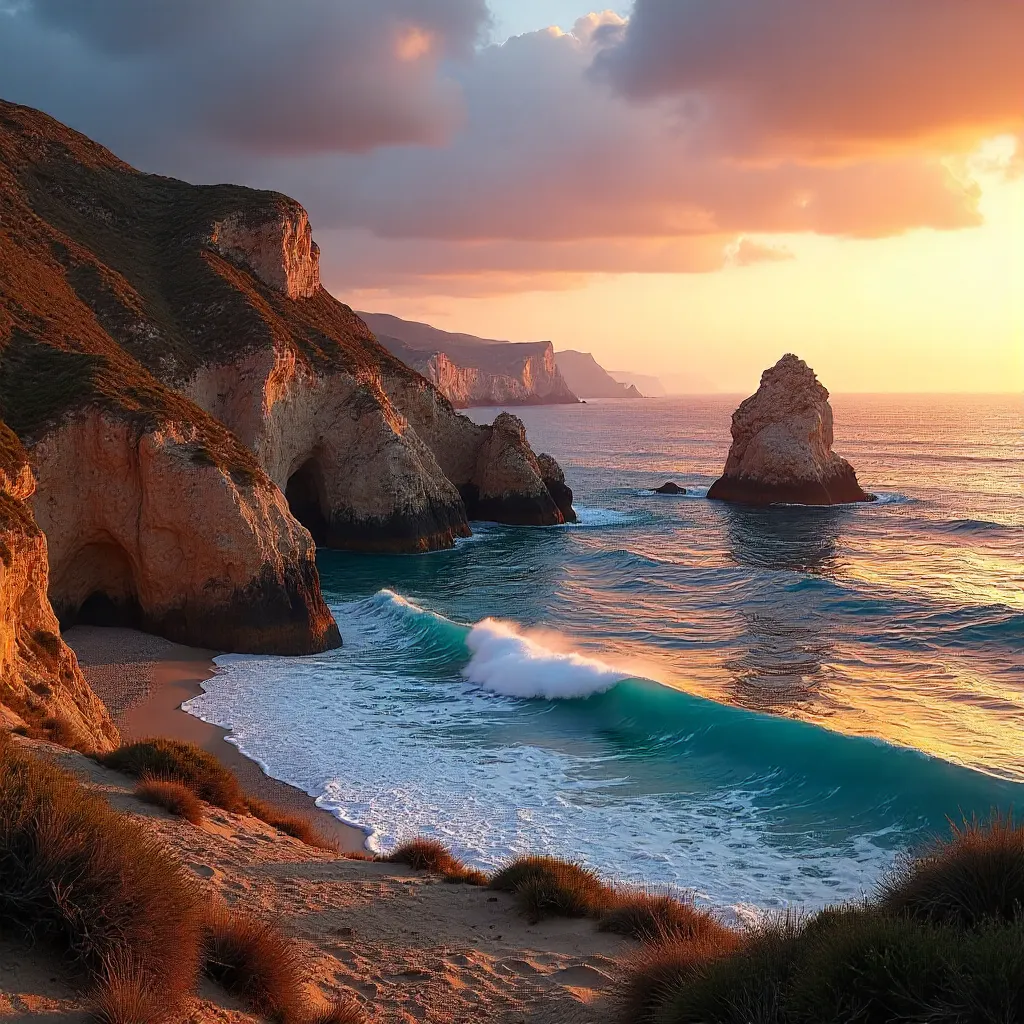 Sunset over Almería's Rugged Seascape