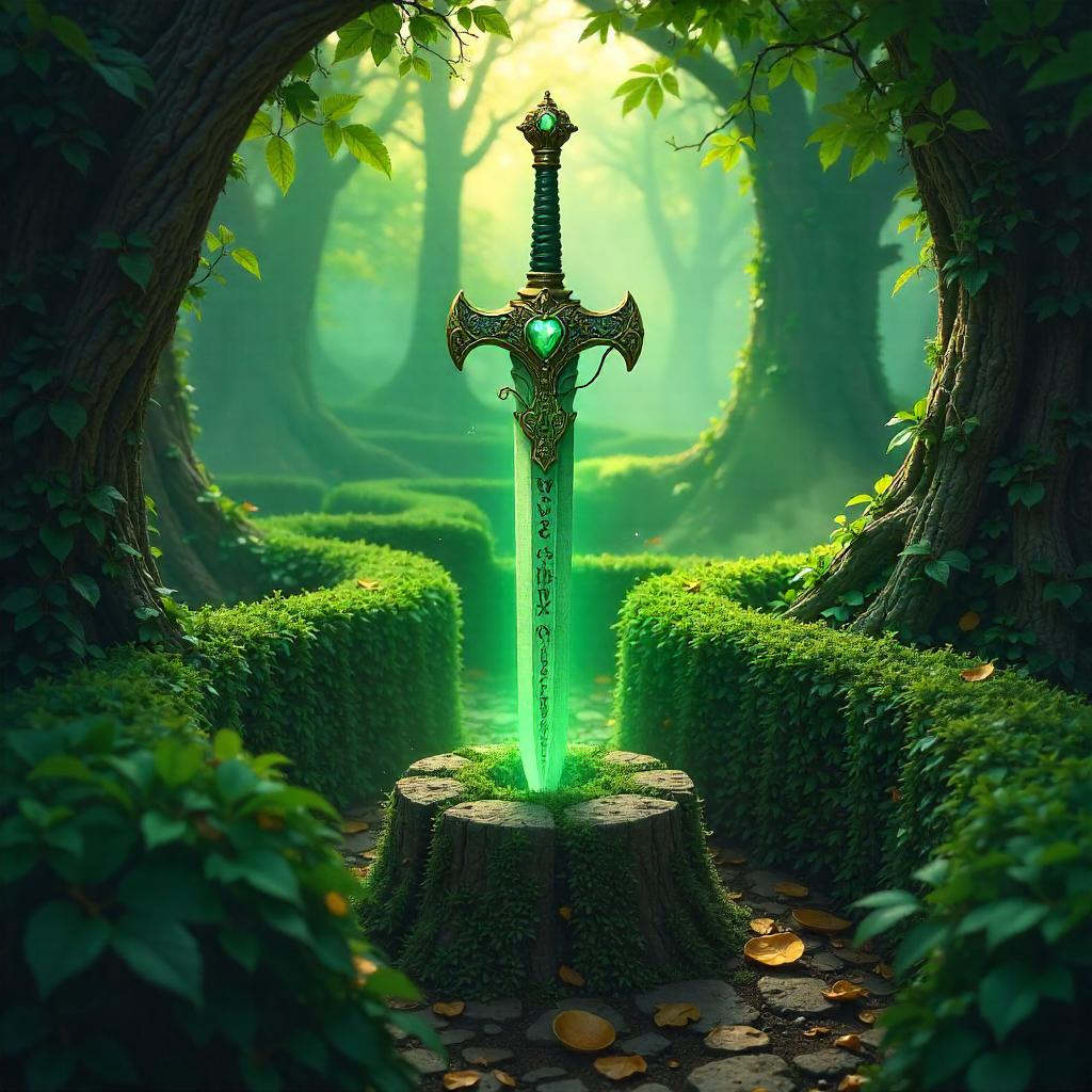 Enchanted Sword in a Hedge Maze — Concept Art