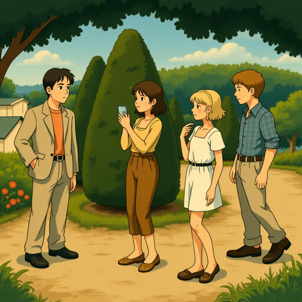 Owen Wilson, Michael Sheen, Rachel McAdams, and Nina Arianda in Midnight in Paris (2011) - Anime style