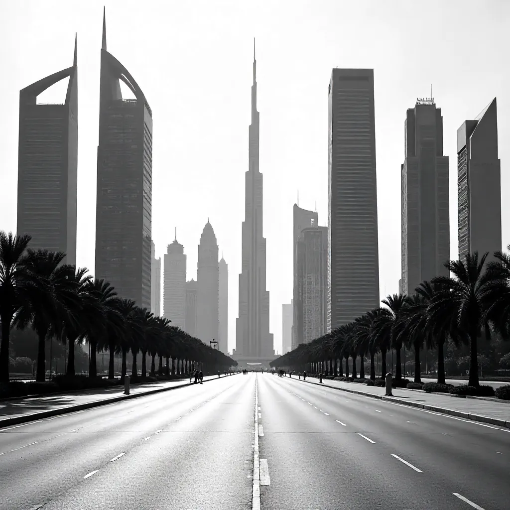 Monochrome Dubai: Minimalist Architecture at Dusk