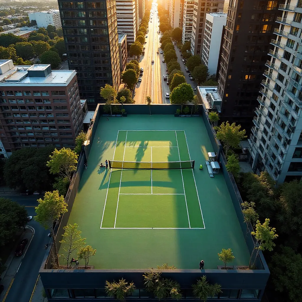 Bird's-eye View: Melbourne Rooftop Tennis Court