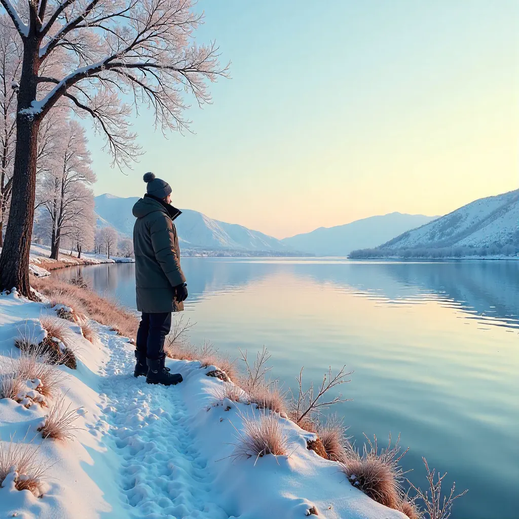 Serene Winter by Lake Van, Turkey