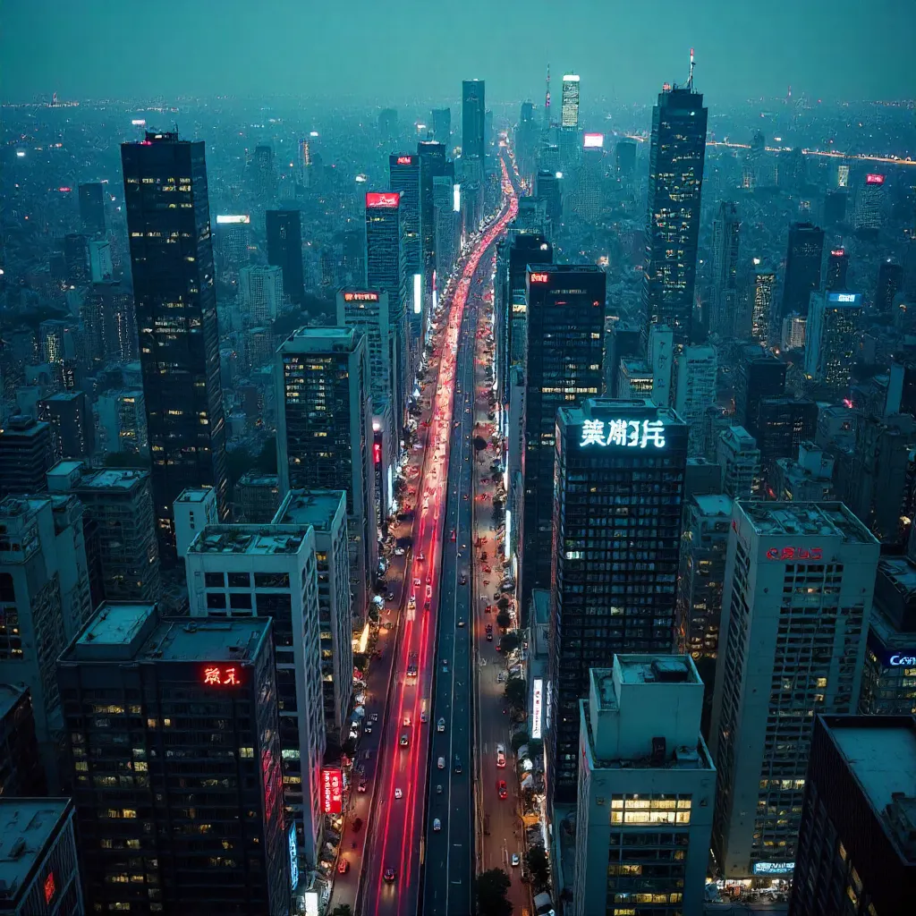 Aerial Tokyo: Neon Cityscape from Above