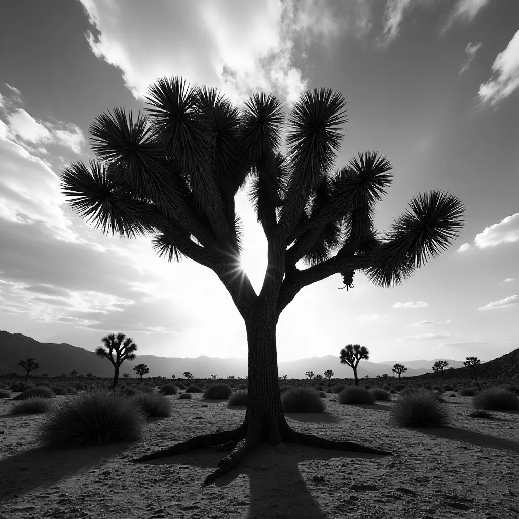 Silhouette of a Joshua Tree Against a Dramatic Sky